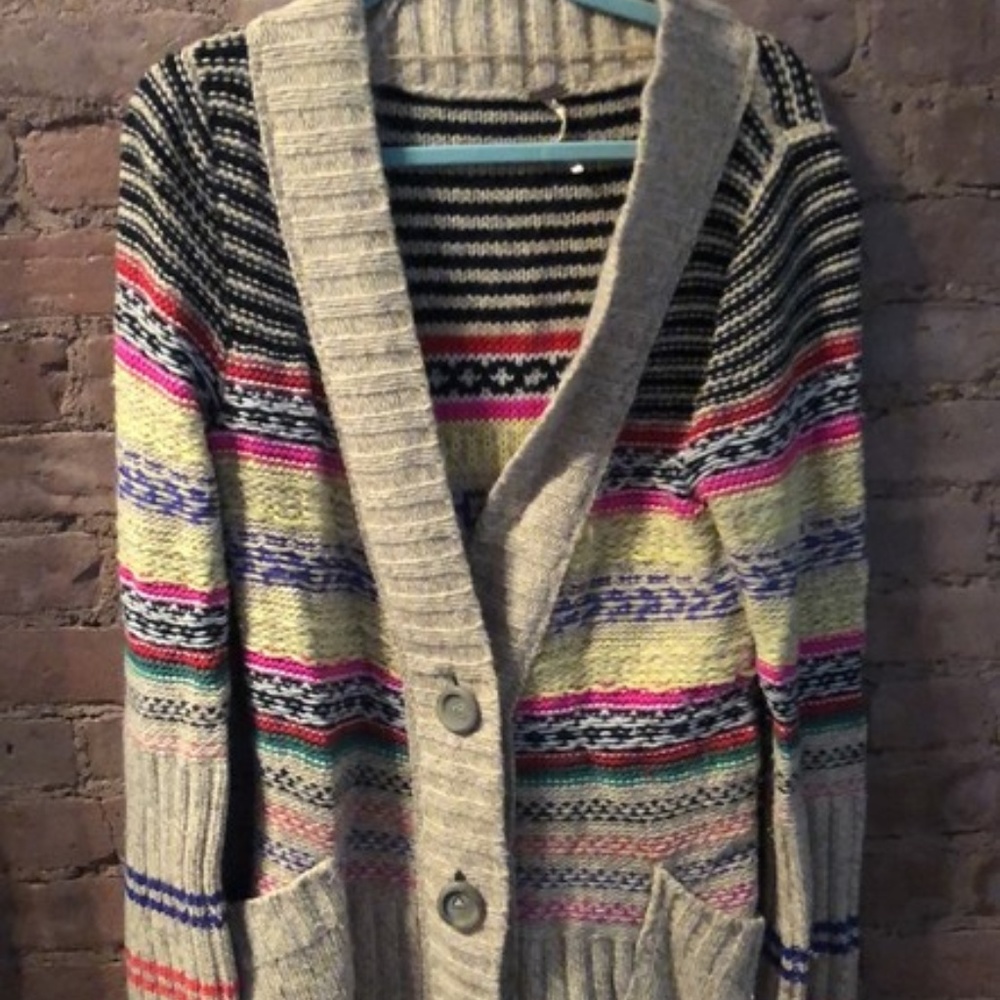Striped long colorful cardigan